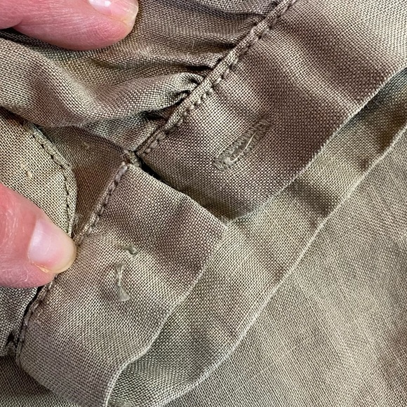 Zara Sz S Sage Green Linen Blend Hi-Low Roll Tab Sleeve Tunic Dress Shell Button - Picture 16 of 16